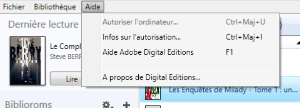 copie écran logiciel ADE rubrique Aide