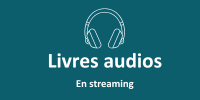vignette sur fond bleu avec logo d'un casque et mention Livres audio numérique en streaming