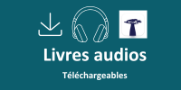 vignette sur fond bleu avec logo d'un casque et mention Livres audio numérique téléchargeables