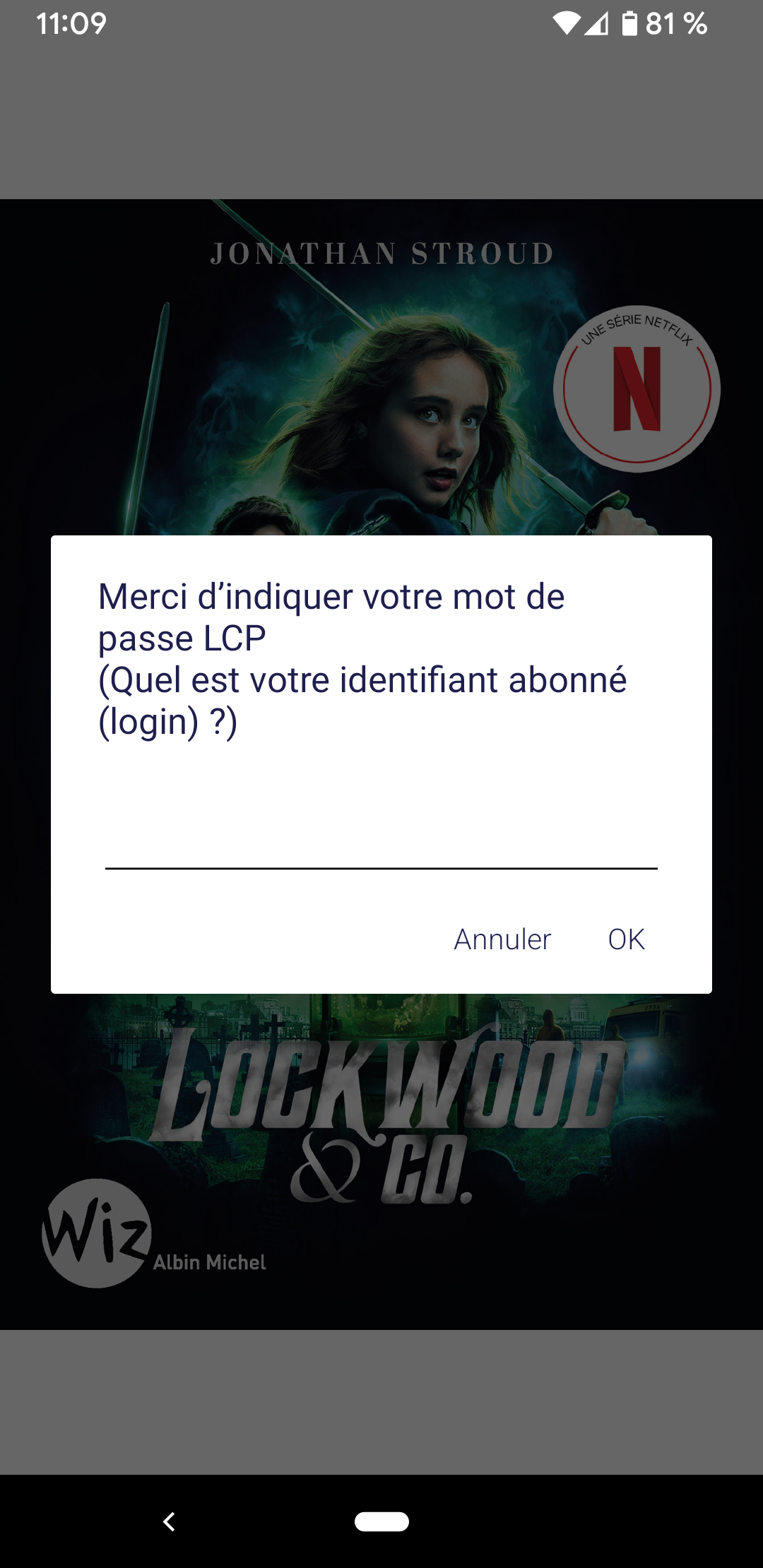 copie d'écran avec le message : indiquer votre mot de passe LCP, indiquez votre identifiant.