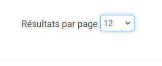 copie d'écran de l'option nombre de résultats par pages