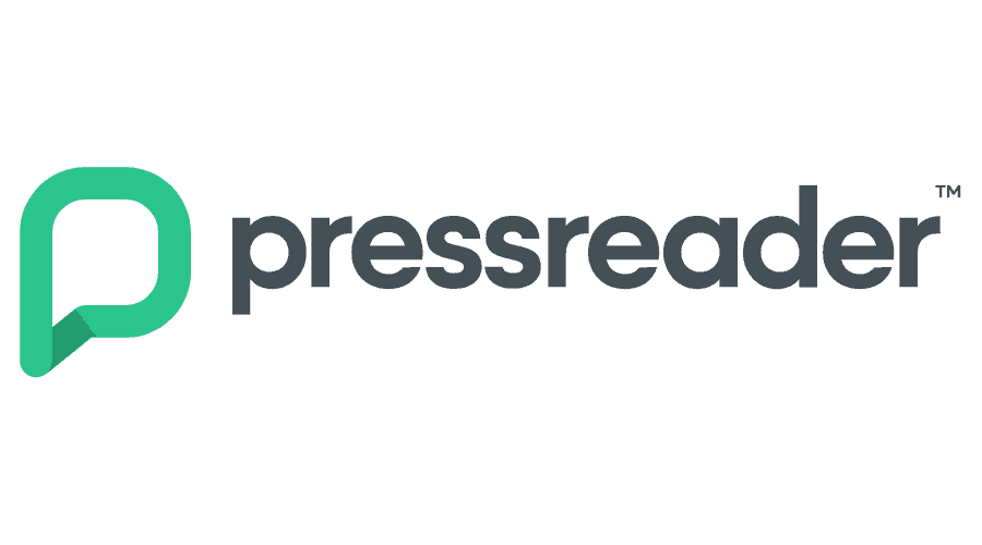 Logo de press reader vert et noir sur fond blanc