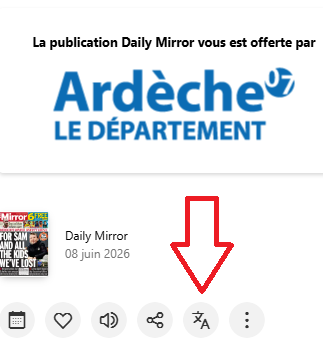 copie d'écran du bouton de traduction sur la revue daily mirror