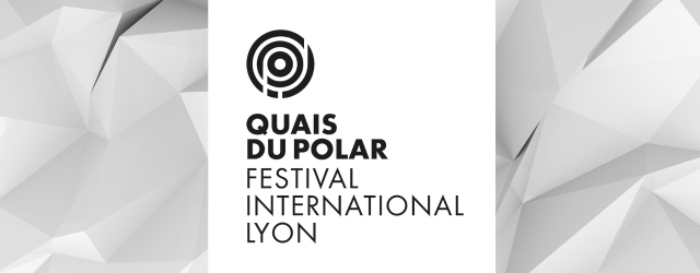 Logo du festival quai du polar sur fond géométrique