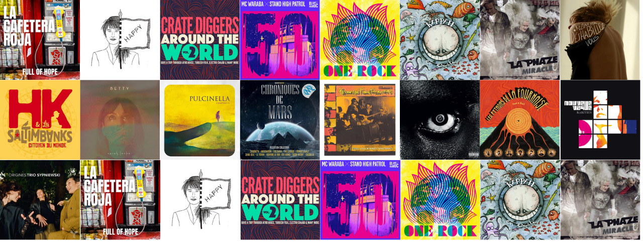 mosaique des couvertures des albums CD de la webradio