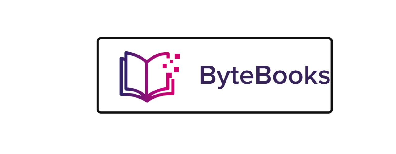 logo de bytebooks rose sur fond blanc représentant un livre ouverte et le mot bytebooks