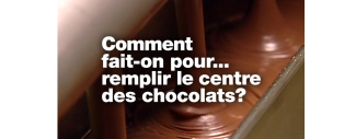 photo de chocolat fondu en gros plan avec la question : Comment fait on pour remplir le centre des chocolats ?